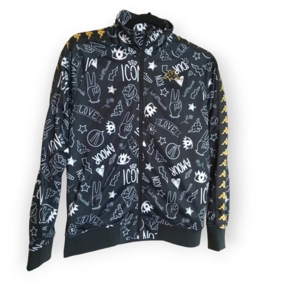Kappa bekappationate graphetti light zip up jacket gold accent logos youth / xs - Picture 2 of 7